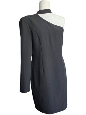 Bardot Black Willow One Shoulder Choker Style Minidress. Size: L/10